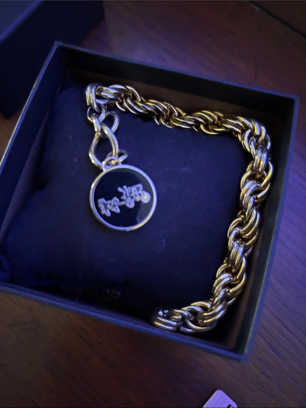 “Rare” Coach Gold-Tone Link Charm Bracelet